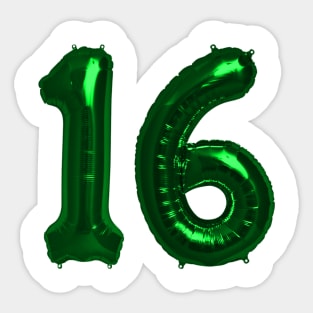 Bright Green 16th Birthday Metallic Helium Balloons Numbers Sticker